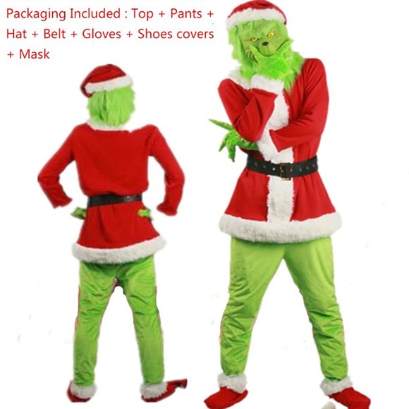 Christmas Santa Costume Suit, Green Big Monster Cosplay Costume Adult Grinch - Picture 3 of 7